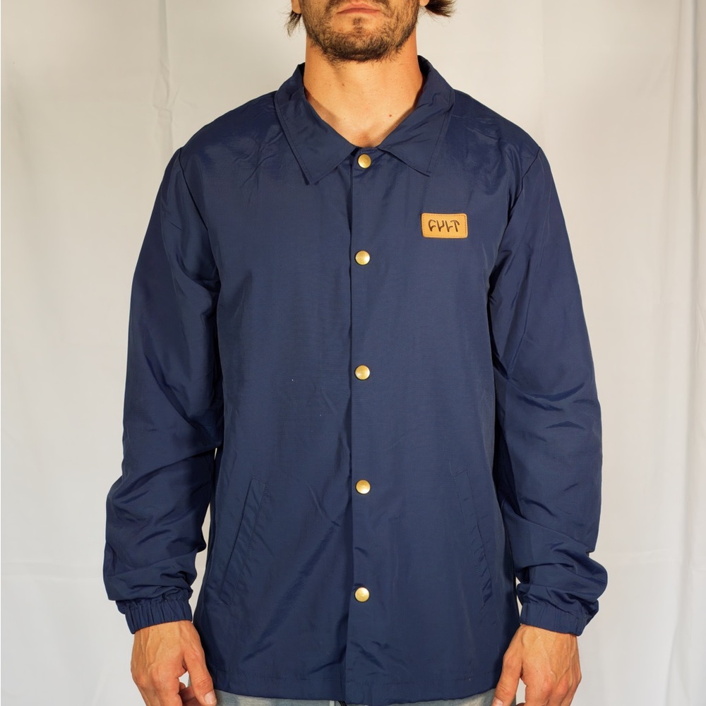 Blue Lightweight Coach Jacket with Ribbed Cuffs